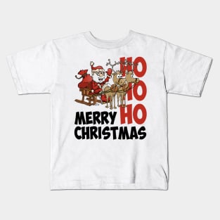 Hohoho Merry Christmas, Santa and his reindeers Kids T-Shirt